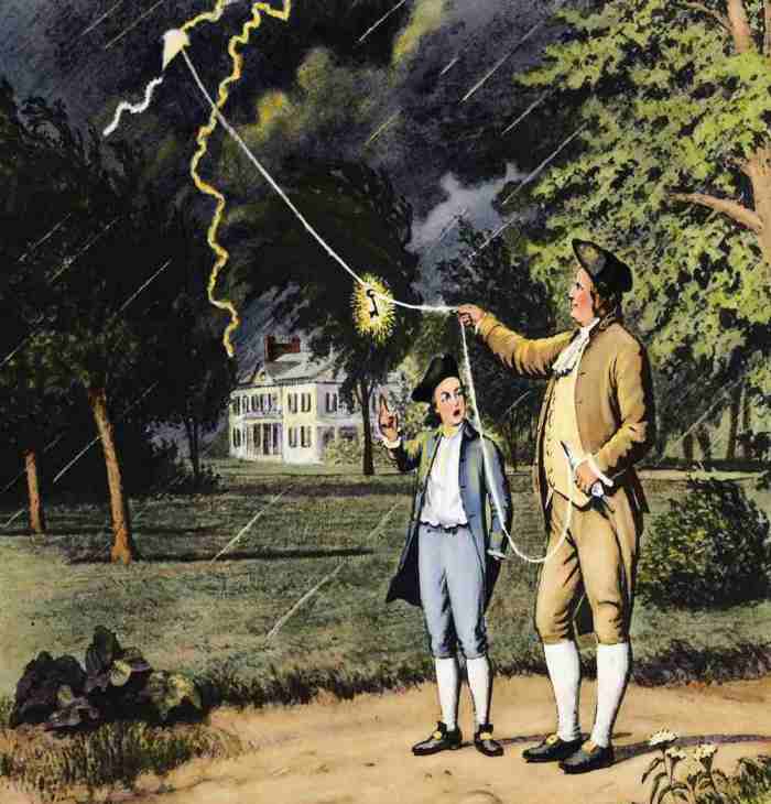Năm 1752, nhà khoa học người Mỹ Benjamin Franklin thực hiện một thí nghiệm nổi tiếng về điện trong khí quyển: thả một con diều lên trời trong mưa dông, đầu trên con diều có gắn một thanh sắt nhỏ để hút sét
