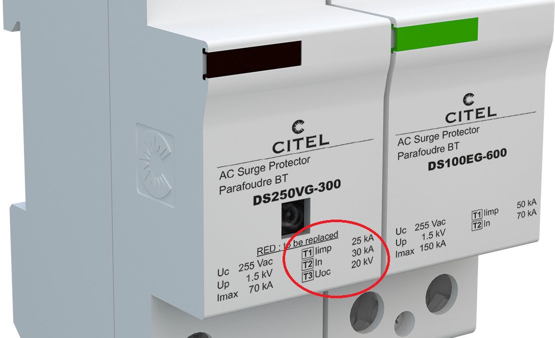 Type 1, Type 2 và Type 3 được ghi rõ trên module Citel SPD