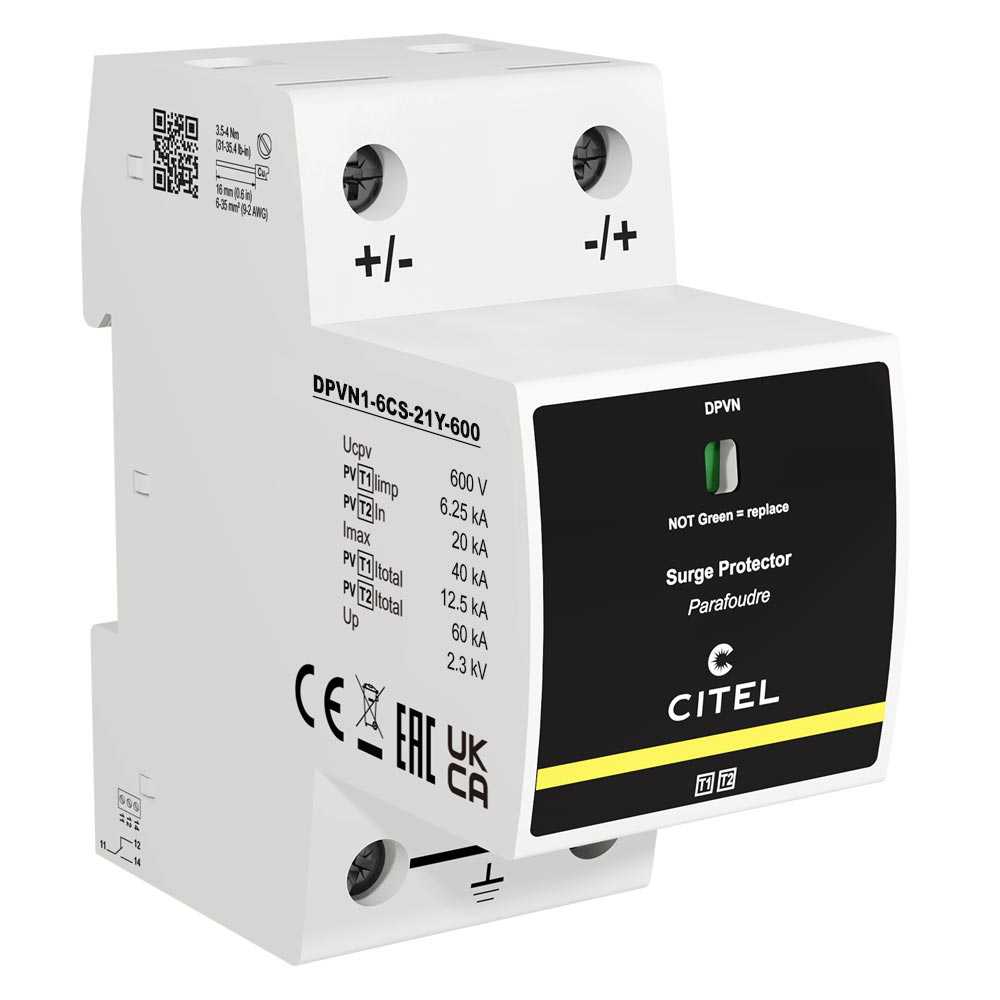 DPVN1-6CS-21Y-600 - Chống sét Type 1+2 cho PV 600 Vdc (2P, Iimp 6.25kA, Imax 40kA, Công nghệ CTC)