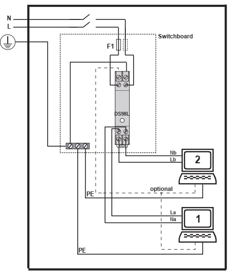 sơ đồ kết nối bảo vệ của thiết bị chống sét DS98L