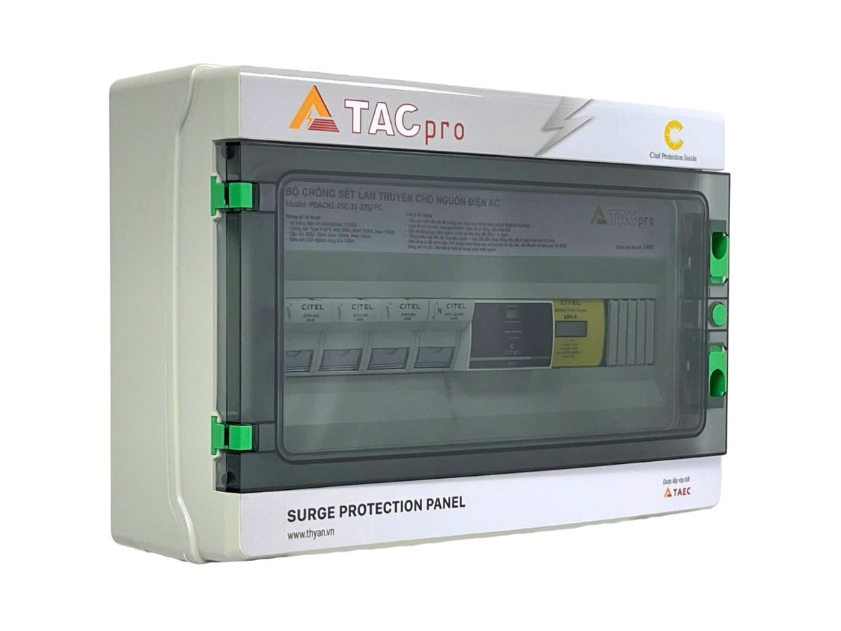 PDACN1-25C-31-275/FC Tủ chống sét 3 pha (Type 1+2+3, 25kA/100kA, cầu chì, bộ đếm)