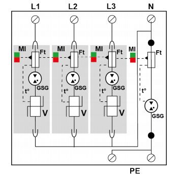 mạch điện bảo vệ trong thiết bị chống sét DAC1-13VG