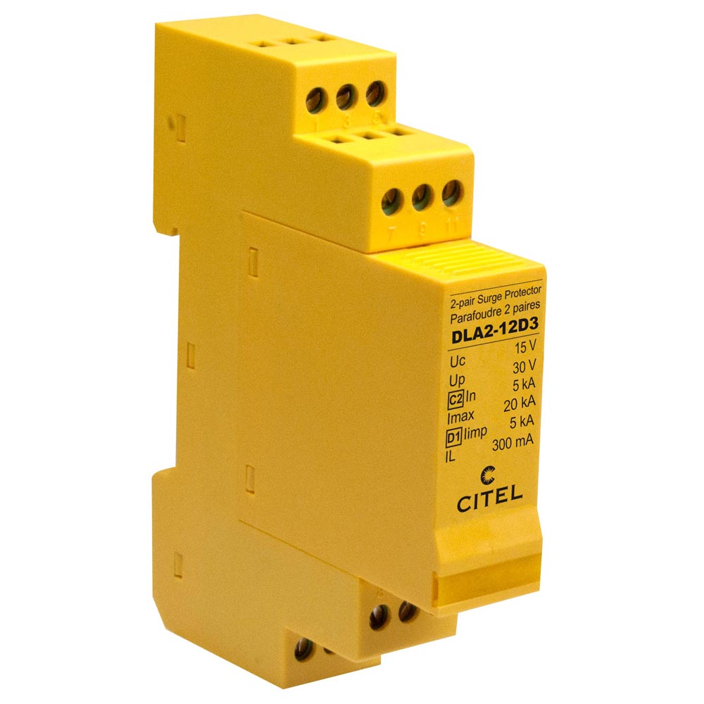 DLA2-12D3 2-pair DIN-rail plug-in Data surge protector for RS232/RS485