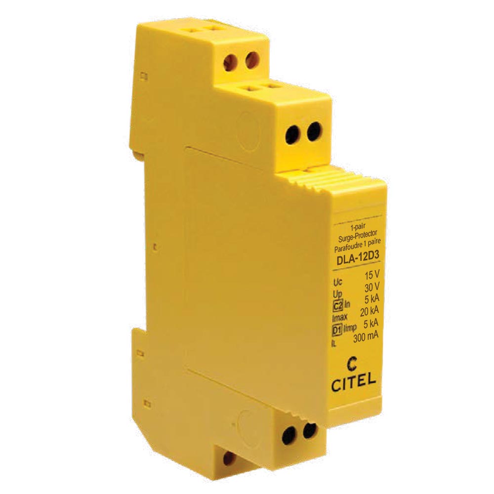 DLA-12D3 1-pair DIN-rail plug-in Data surge protector for RS232, RS485