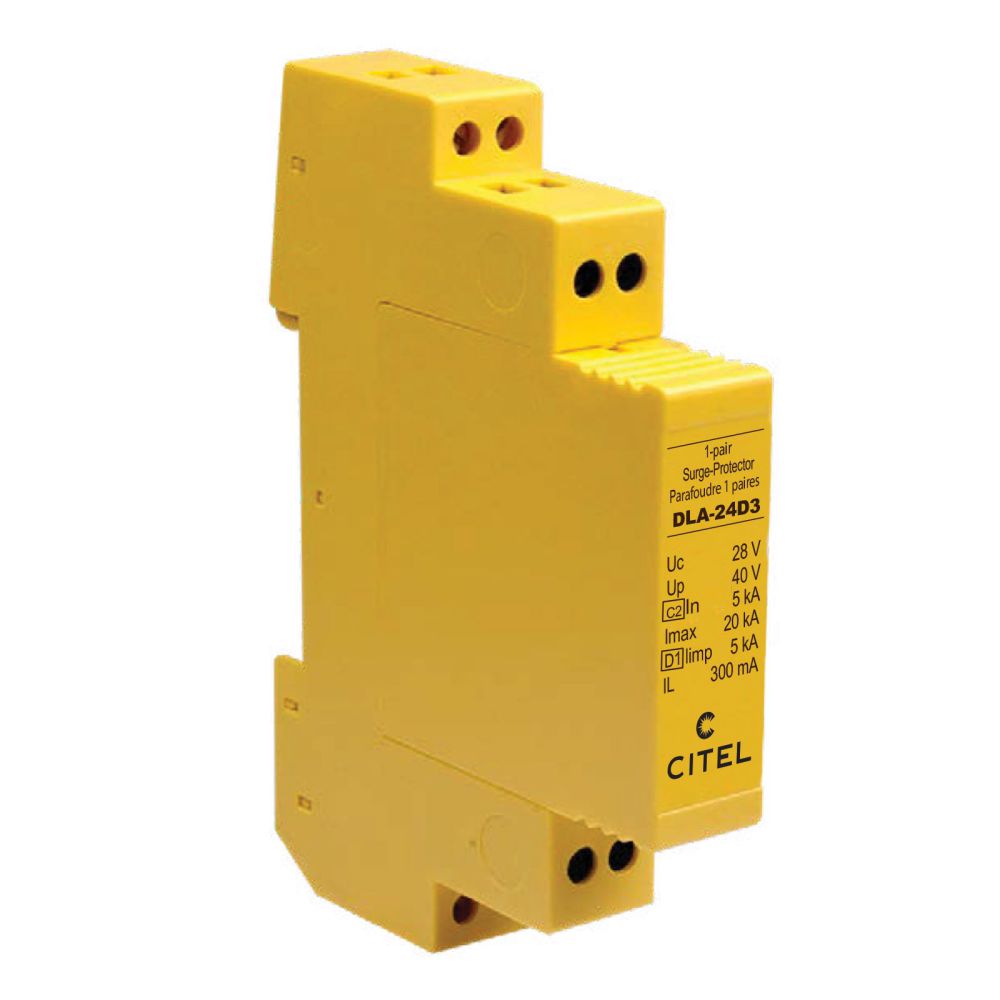 DLA-24D3 1-pair DIN-rail plug-in Data surge protector for 4-20mA