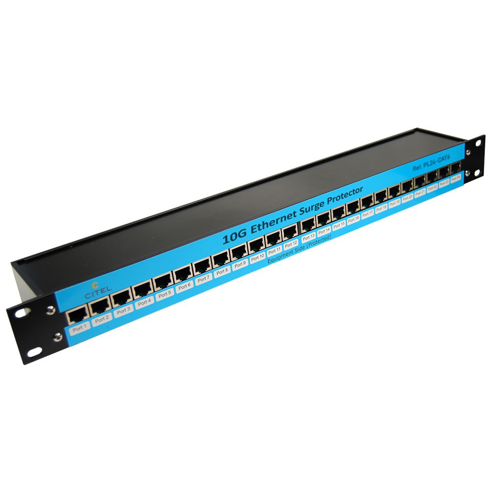 PL24-CAT6 19" patch panel surge protector for 24 ports 10Gb Ethernet