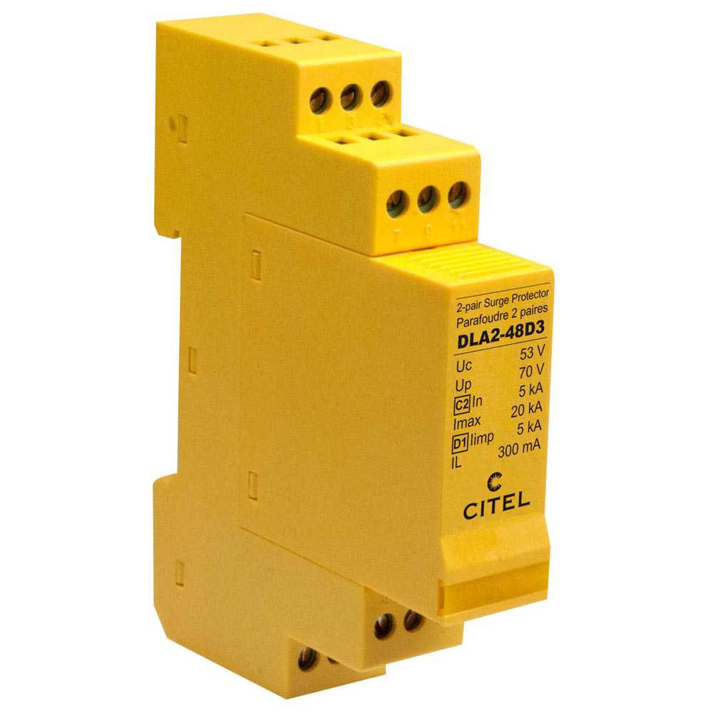 DLA2-48D3 2-pair DIN-rail plug-in Data surge protector for ISDN