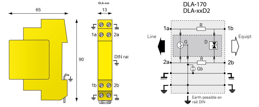 Kích thước và cấu tạo mạch bảo vệ chống sét của DLA-170